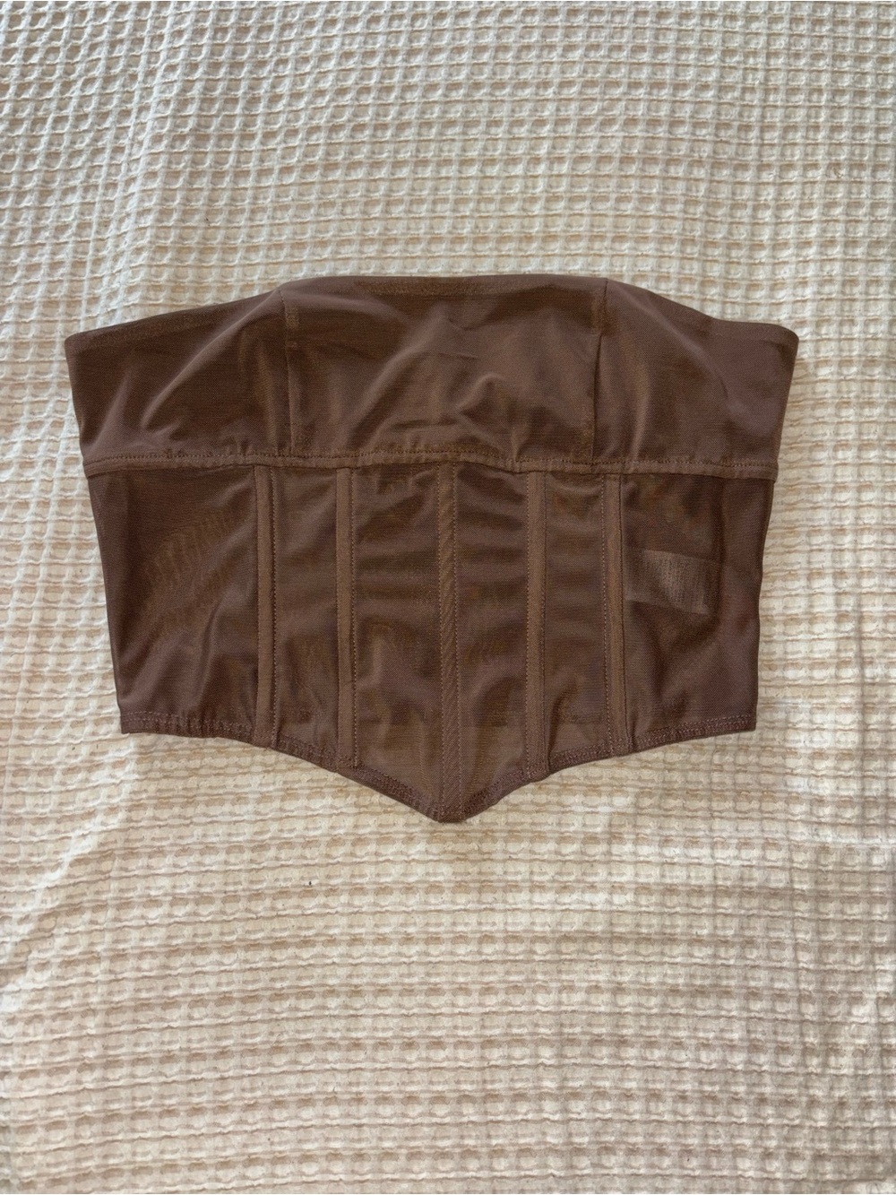 Edikted Strapless Brown Corset Bustier Top